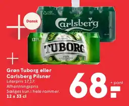 SPAR Grøn Tuborg eller Carlsberg Pilsner tilbud