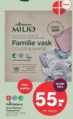 SPAR Grøn Balance Miljø Familie vask (Vaskepulver) tilbud