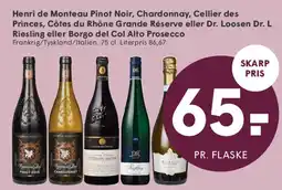 SPAR Henri de Monteau / Cellier des Princes / Dr. Loosen / Borgo del Col Alto Prosecco tilbud