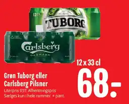 Min Købmand Grøn Tuborg eller Carlsberg Pilsner (12 x 33 cl) tilbud