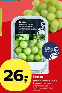 Kvickly Irma Autumn Crisp kernfri druer tilbud