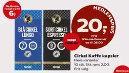 Kvickly Cirkel Kaffe kapsler tilbud