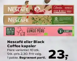 Kvickly Nescafé eller Black Coffee kapsler tilbud