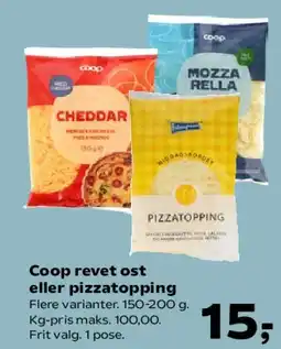 Kvickly Coop revet ost eller pizzatopping tilbud
