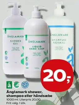 Kvickly Änglamark shower, shampoo eller håndsæbe tilbud