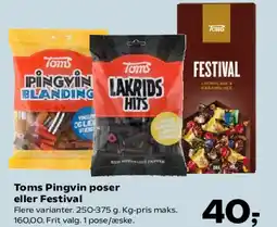 Kvickly Toms Pingvin poser eller Festival tilbud