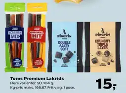 Kvickly Toms Premium Lakrids / Pingvin varianter tilbud