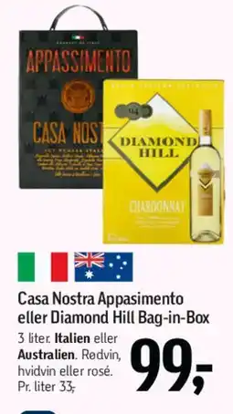 Føtex Casa Nostra Appassimento eller Diamond Hill Bag-in-Box tilbud
