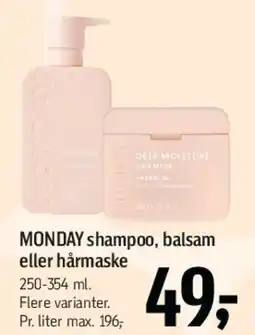 Føtex MONDAY shampoo, balsam eller hårmaske tilbud