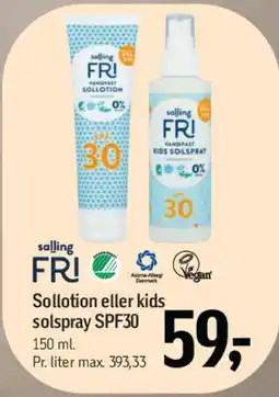 Føtex Solotion eller kids solspray SPF30 tilbud
