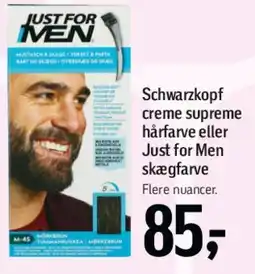 Føtex Schwarzkopf creme supreme hårfarve / Just for Men skægfarve tilbud
