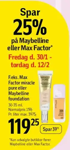 Føtex Maybelline eller Max Factor (foundation) tilbud