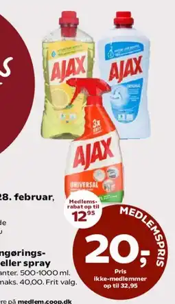 Dagli'Brugsen Ajax rengøringsmiddel eller spray tilbud