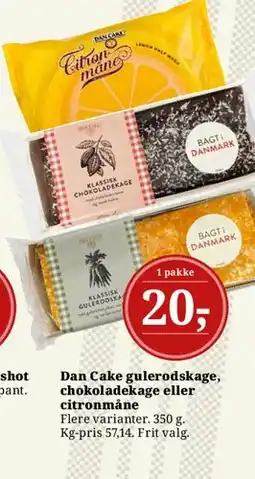 Dagli'Brugsen Dan Cake gulderodskage, chokoladekage eller citronmåne tilbud