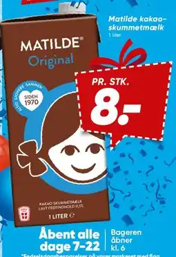 Bilka Matilde Original kakao skummetmælk 1 liter tilbud