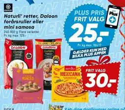 Bilka Naturli' retter / Daloon forårsruller / mini samosa tilbud
