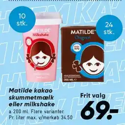 Bilka Matilde kakao / skummetmælk / milkshake tilbud