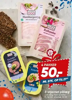 Bilka 3-stjernet pålæg / assorterede pålægspakker tilbud
