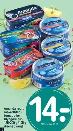 REMA 1000 Amanda / Glyngøre pålæg i dåse tilbud