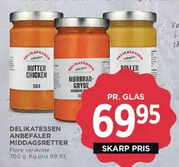 MENY Delikatessens middagsretter (glas) tilbud