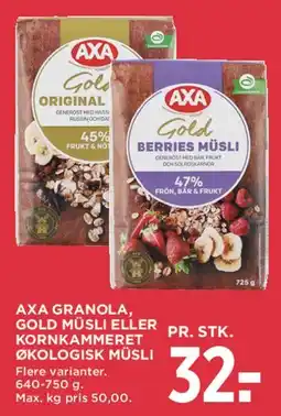 MENY AXA granola / müsli tilbud