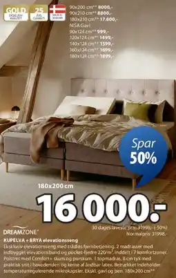 JYSK KUPELVA / BRIVA elevationsseng tilbud