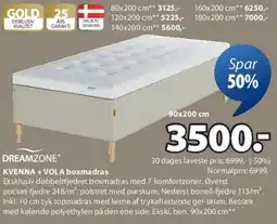 JYSK DREAMZONE KVENNA + VOLA boxmadras tilbud