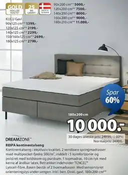 JYSK DREAMZONE REIPA kontinental seng tilbud
