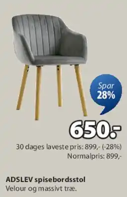 JYSK ADSLEV spisestol tilbud