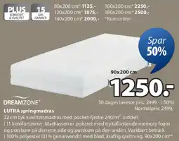 JYSK DREAMZONE LUTRA springmadras tilbud