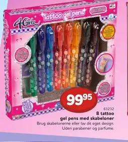 Buddy Leg 8 tattoo gel pens med skabeloner tilbud