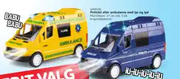 Buddy Leg Politibil eller ambulance med lys og lyd tilbud
