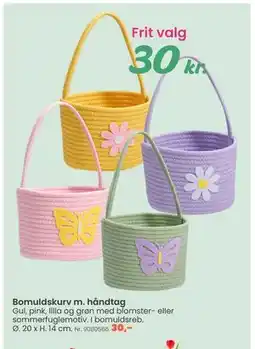 Hi five Bomuldskurv m. håndtag tilbud