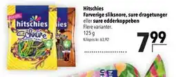 Citti Hitschies Farverige sliksnore, sure dragetunger eller sure edderkoppeben tilbud