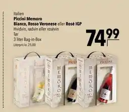 Citti Piccini Memoro Bianco, Rosso Veronese. eller. Rosé IGP tilbud
