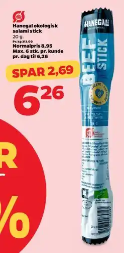Netto Hanegal økologisk salami stick (Beef Stick) tilbud
