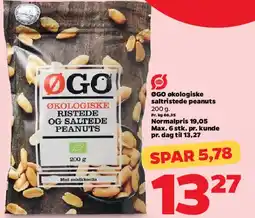 Netto ØGO økologiske ristede og saltede peanuts tilbud