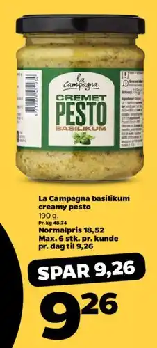 Netto La Campagna cremet pesto (basilikum) tilbud