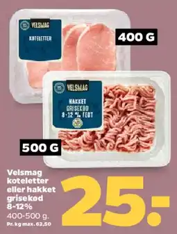 Netto Velsmag koteletter eller hakket grisekød tilbud