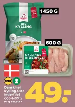Netto Dansk hel kylling eller kylling inderfilet tilbud