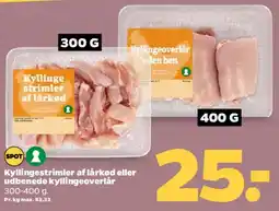 Netto Kyllingestrimler af lårkød / udbenede kyllingeoverlår tilbud