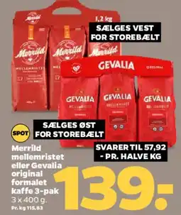 Netto Merrild / Gevalia formalet kaffe 3-pak tilbud