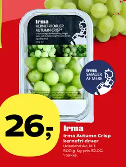 Kvickly Irma Autumn Crisp kernefri druer tilbud