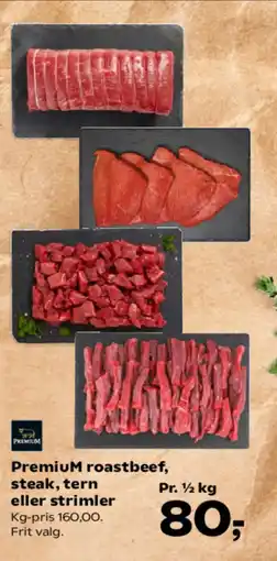 Kvickly Premium roastbeef, steak, tern eller strimler tilbud