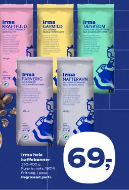 Kvickly Irma hele kaffebønner tilbud