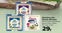 Kvickly Arla Klovborg eller Cheasy skiveost tilbud