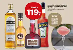 Kvickly Bushmills Original Whiskey, Licor 43, Grand Marnier Rød eller Aperol tilbud
