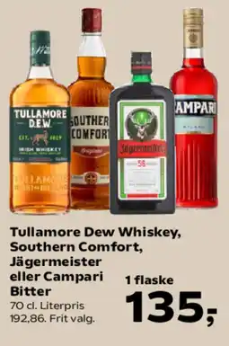 Kvickly Tullamore Dew Whiskey, Southern Comfort, Jägermeister eller Campari tilbud