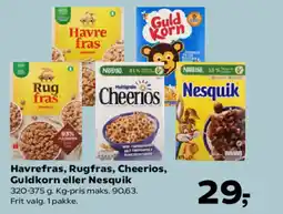 Kvickly Havrefras, Rugfras, Cheerios, Guldkorn eller Nesquik tilbud
