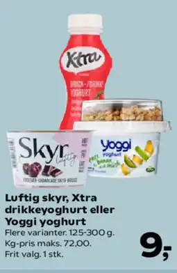 Kvickly Luftig skyr, Xtra drikkeyoghurt eller Yoggi yoghurt tilbud